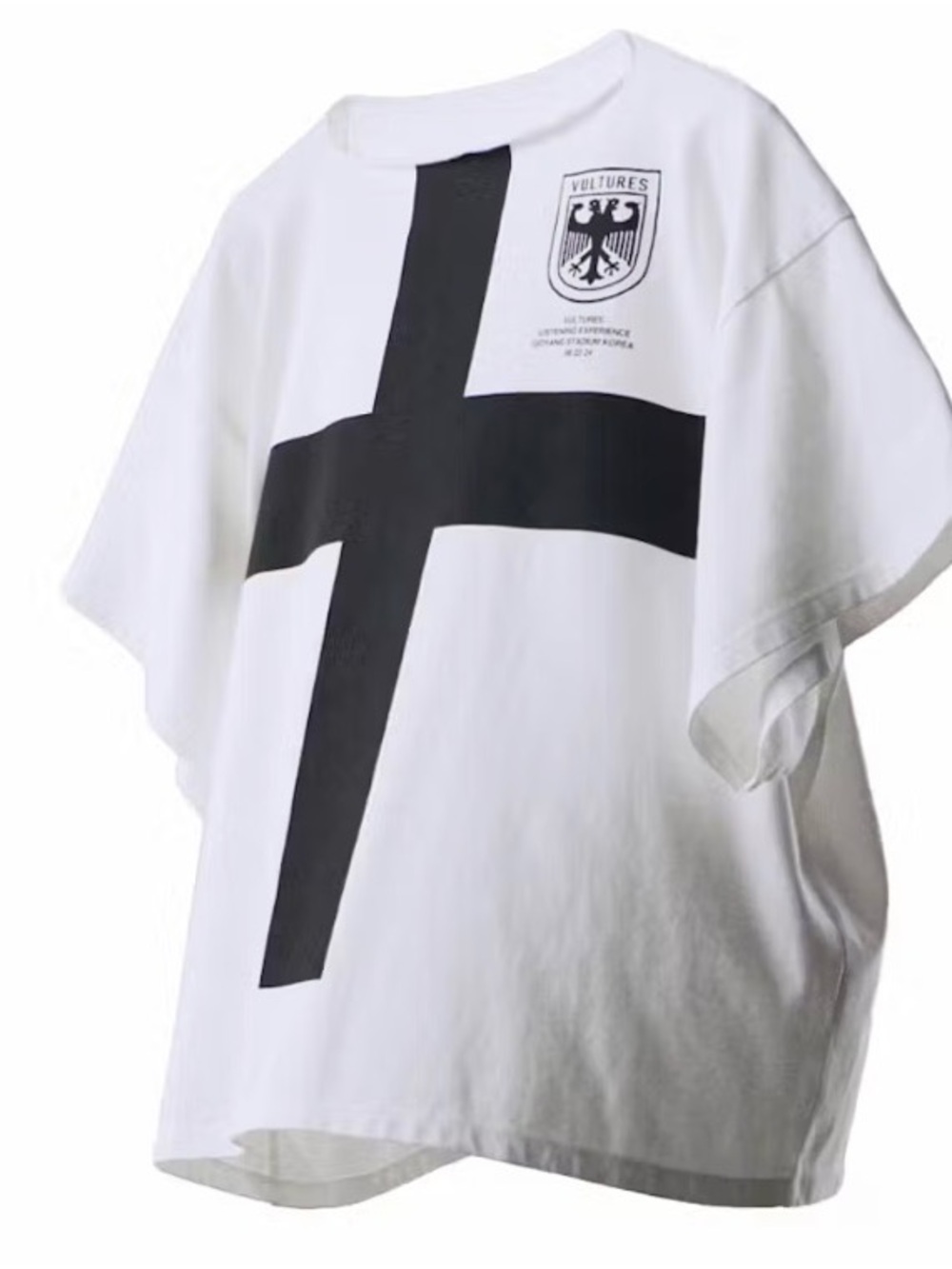 New Kanye West VULTURES White Graphic Tee with Black Cross